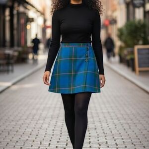 SO Blue and Green Plaid Mini Skirt
